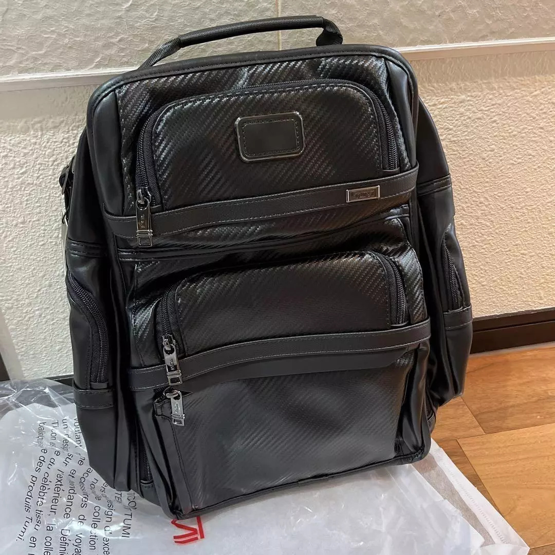 GenuineTumi 2603579CB3 Alpha 3 Carbon Leather Backpack Black
