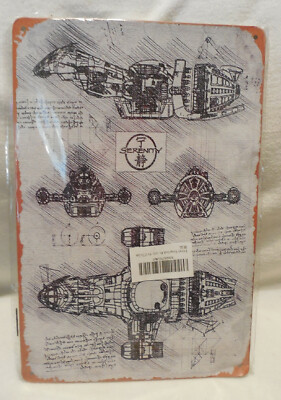 Metal Wall Sign SERENITY  Firefly Space Ship Retro Look Destressed 12'' by 8''