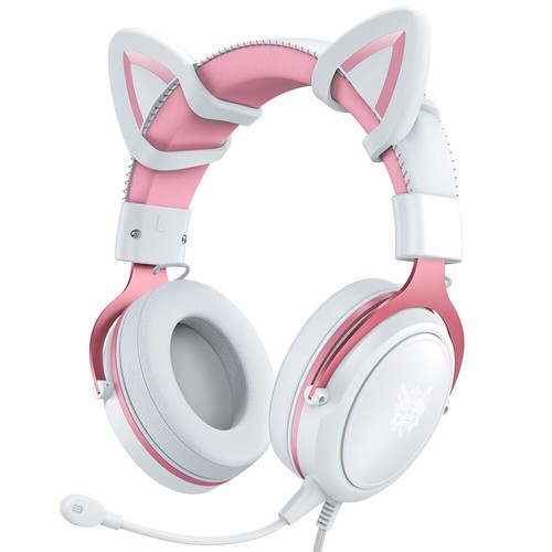Pink Gaming Headset Mic LED Headphones 