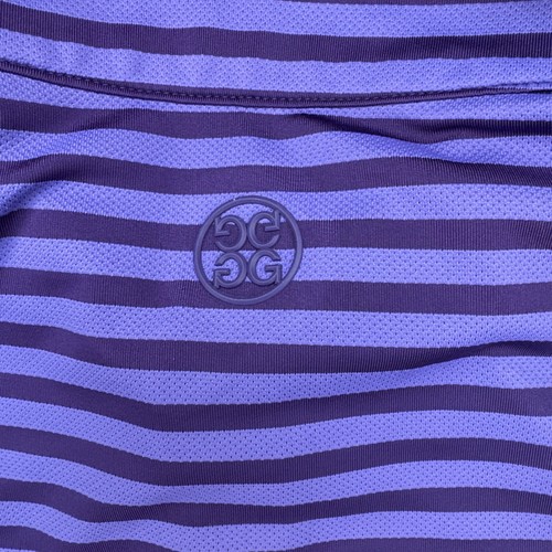 G/Fore Mens LARGE Blue Purple Polo Shirt Tiburon Naples Performance Golf Striped - Picture 10 of 10