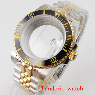 bliger 40mm men watch case gold plated case jubilee bracelet fit NH35 movement