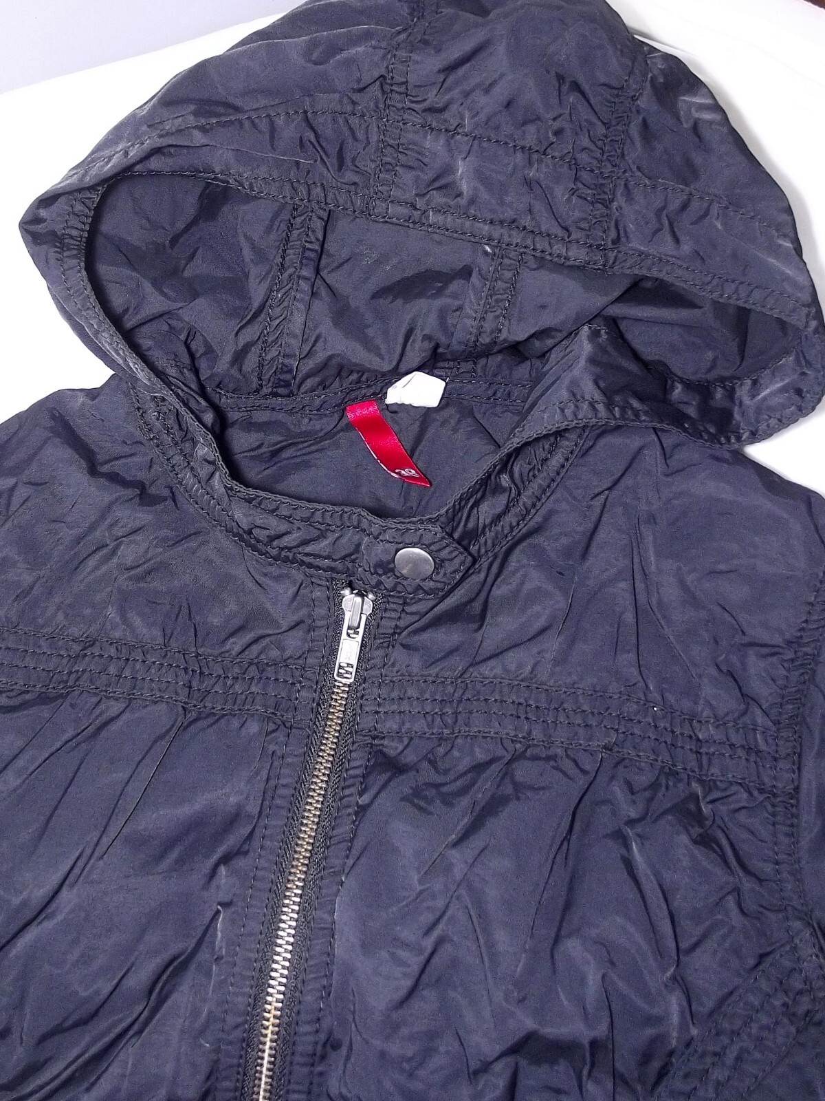 H&M Divided Giubbotto Da Donna Nero Taglia 42 Con Cappuccio Cerniera Casual Moda image 5