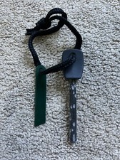 4  Fire Strike Magnesium Flint Fire Starter Rod  Scraper  Lanyard BLACK