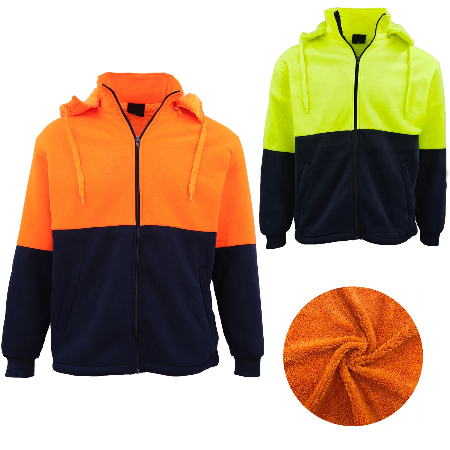 Hi-Vis Thick Sherpa Fur Hoodie Fleece Zip Jacket Jumper Detachable Hood Workwear
Opens in a new wind