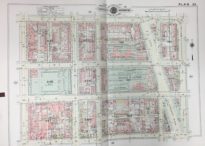 ORIG 1957 WASHINGTON DC TRUXTON CIRCLE 3RD ST TO 7TH ST & N ST TO Q ST ATLAS MAP
