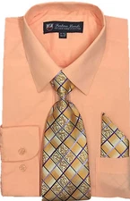 New Men's Cotton Blend Dress Shirt with Tie and Handkerchief 22 colors 21