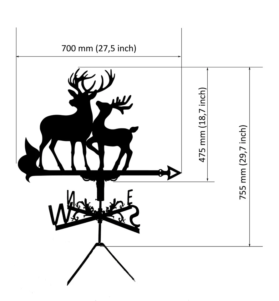Deer Metal Weathervane, Weather Vane, home roof decor, Fawn - Image 3 of 4