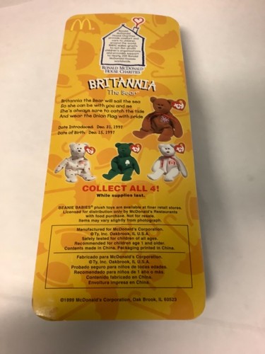 McDONALDS SET COMPLETO DI 4 TEENIE BEANIE BABIES TY INTERNATIONAL BEARS 1999 - Foto 9 di 12