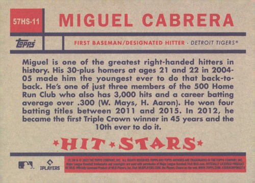 2023 Topps Miguel Cabrera - Picture 2 of 2