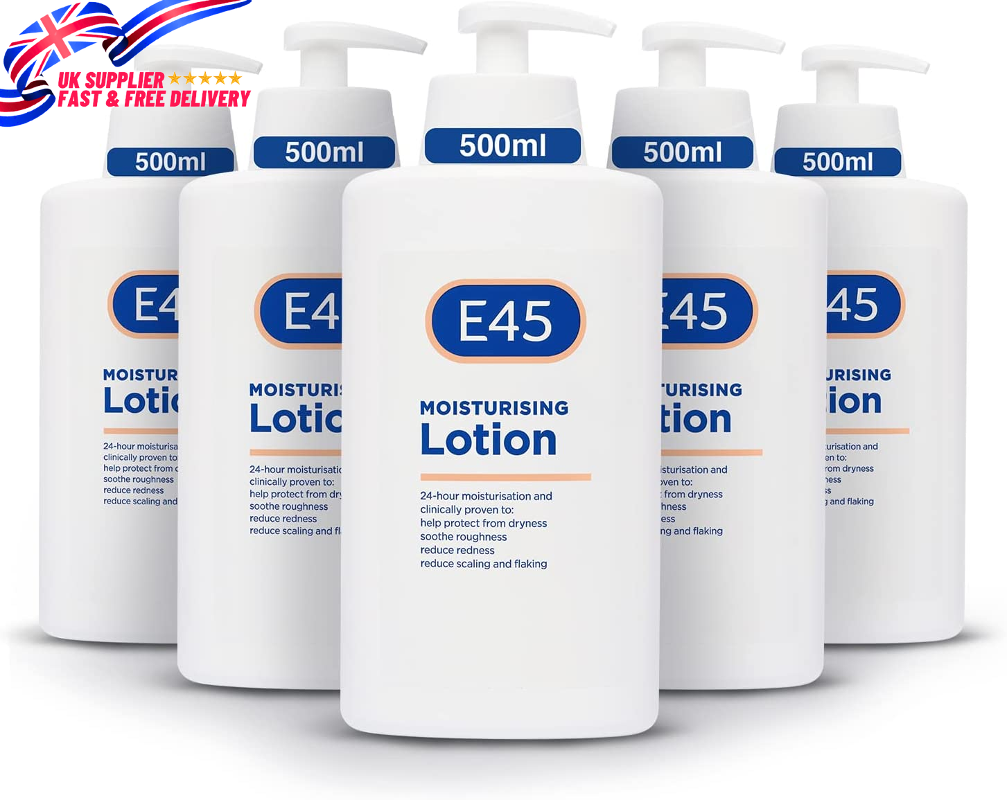 E45 Body Lotion 500 Ml X5 Pack E45 Moisturising Lotion with Pump
