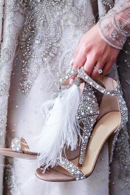 Jimmy Choo NEW Viola 110 Crystal Sandals Ostrich Feather