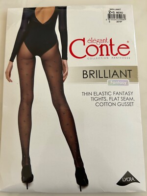 Conte Elastic Fantasy Tights Pantyhose with Simmering Polka Dots, Flat Seam. 