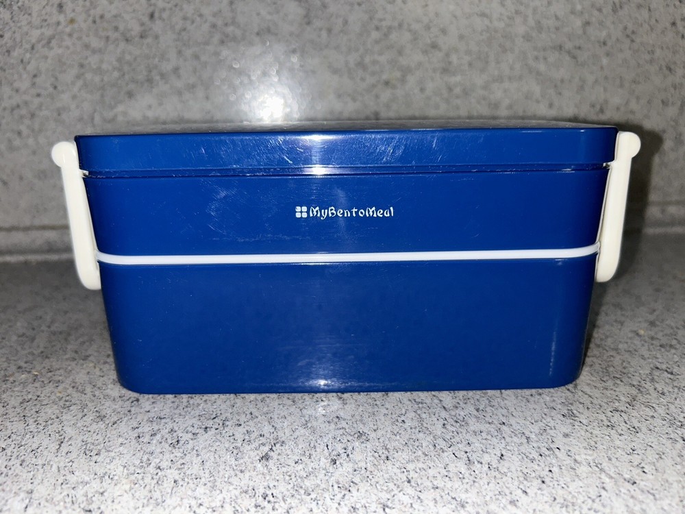 Bento Box “My Bento Meal”, 3 Compartments, No Fork & Spoon, 7 X 3”, Blue