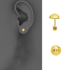 14k Yellow 4mm Half Ball Stud Earrings - Screw Back