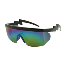 ShadyVEU Retro 80s Visor ZigZag Arms Half Rimless Mirrored Men's Sunglasses