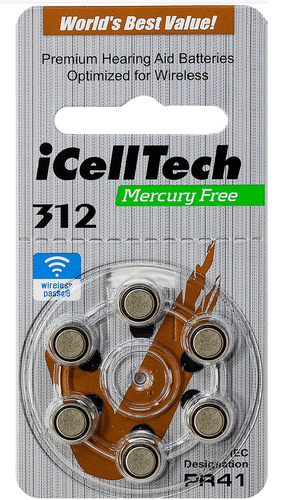 60 iCell Tech Size 312 PR41 P312 Hearing Aid Battery + Keychain Exp.2026 - Picture 2 of 3