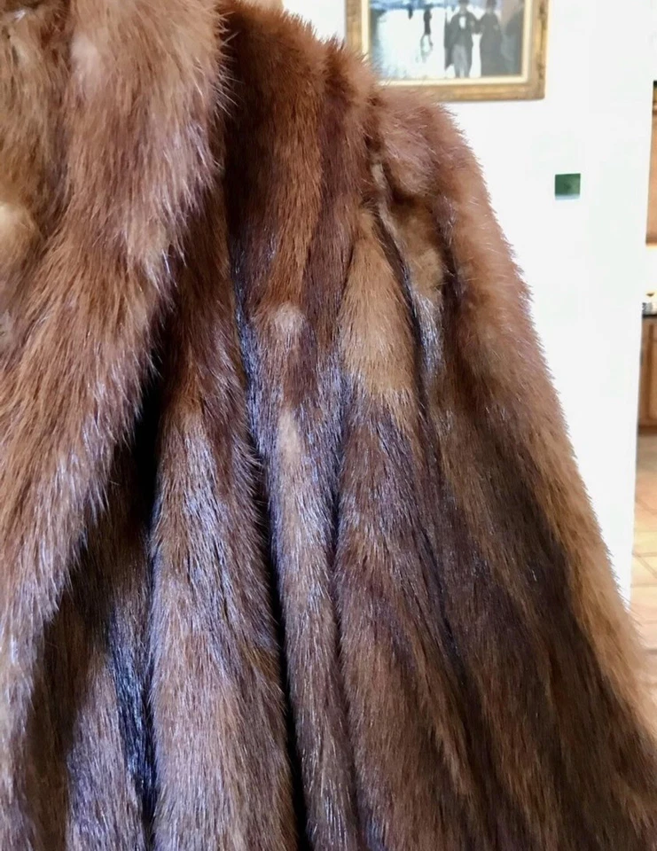 Abrigo de piel de visón 100 % real vintage Julius Garfinckel & Co - caoba Foto 2 de 4