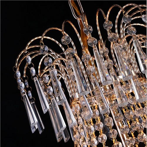 20” K9 Crystal Chandelier 8-Lights Ceiling Lamp Crystal Raindrop Pendant Fixture - Picture 11 of 13