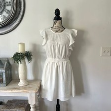 J.O.A White Elastic Waist Tie Back Mini Dress Women's size M