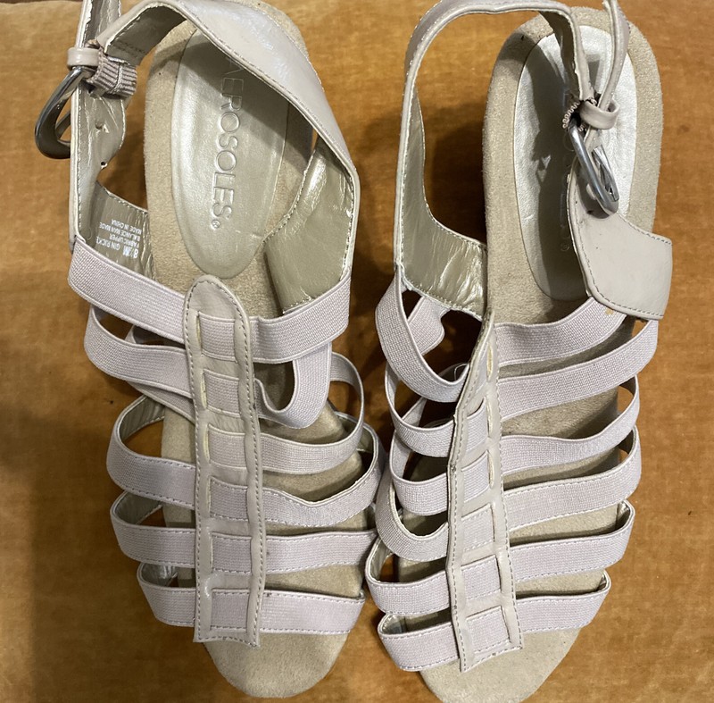 Aerosoles GIN RICKEY Tan Fabric Strappy Slip On Sandal Slides Women Size 8.5 M