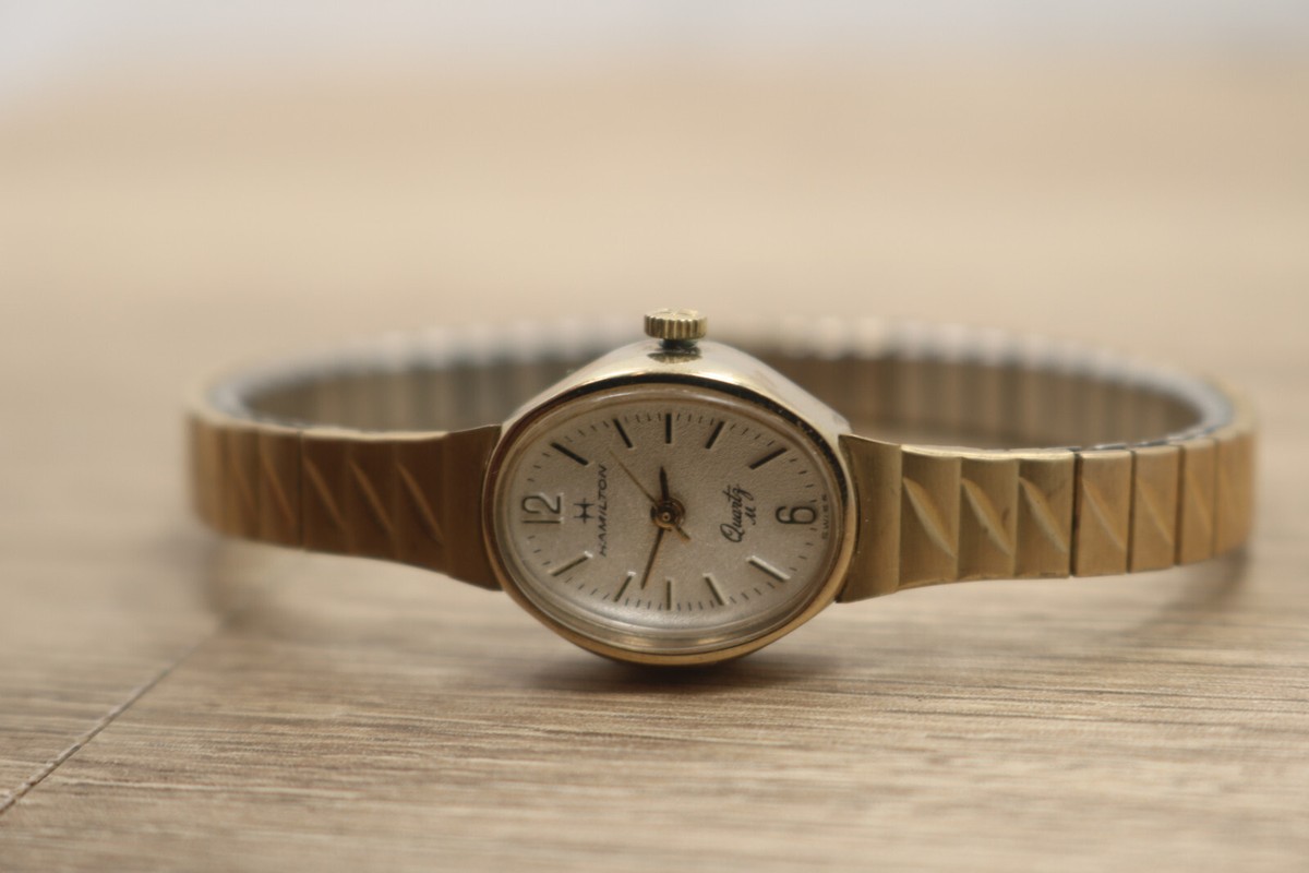 HAMILTON アンティーク　ハンドル 2個セット Vintage Hamilton Quartz M 8158 Gold Tone Swiss Watch New Batt