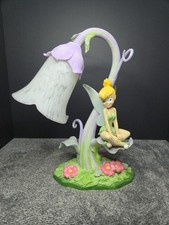 Vintage Disney Tinkerbell Lamp Sitting On Leaf Lavender Tulip Flower WORKS 