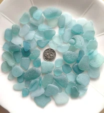 Japanese sea glass Surf-Tumbled Beach Glass blue small