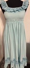 Dress Peasant Boho Festival Beach Y2K Smocked Cottage Core Mint Green 10/12Y
