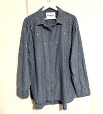 Karl Lagerfeld camicia donna grande denim blu borchie bottoni