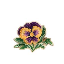 Tricolor Pansey Beaded Cross Stitch Kit Mill Hill 2019 Spring Bouquet MH181911