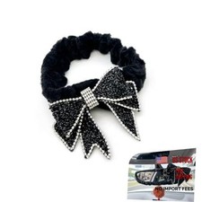 Car Rearview Mirror Cover, Fluffy Elastic Bow Rear View Protector, 1 PC Black