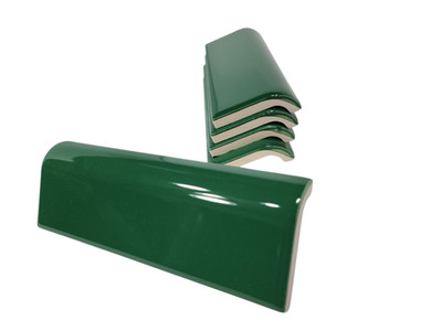 Emerald Green Ceramic Tile Mud Cap Subway Edge Trim Mudcap Mid Century Modern