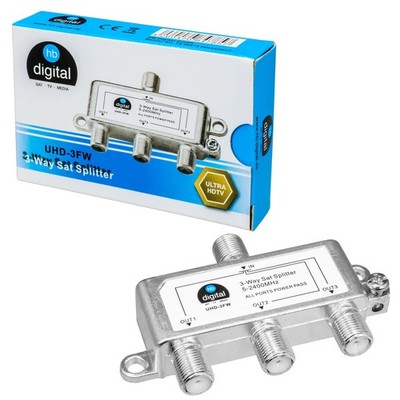 3 fach SAT Verteiler Splitter 5-2400MHz 3 Wege HD Erdungsklemme DVB-T2 UKW HDTV