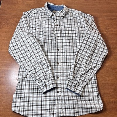 C.E. Schmidt Workwear Men Lg Plaid Button Down Outdoor Long Sleeve Shirt Beige