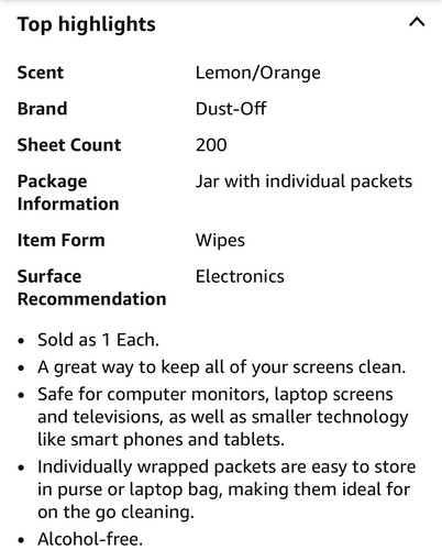 Falcon Touch Screen Wipes 200/Pack Office Share Pack Dust-Off (M1) - Picture 3 of 6