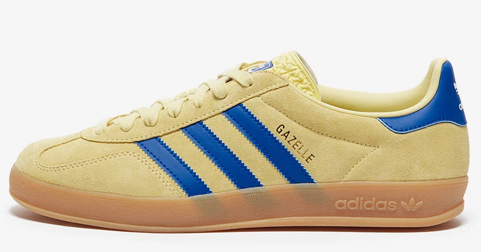 Adidas Originals Gazelle Indoor Powder Yellow/Blue Trainers-ALL SIZES-Genuine