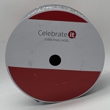 Celebrate It Christmas Wire-Edged Ribbon 2.5in x 25ft Blue/Silver Polyester
