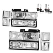 Headlights with OE Replacement Chrome Housing With High Low Beam Bulbs