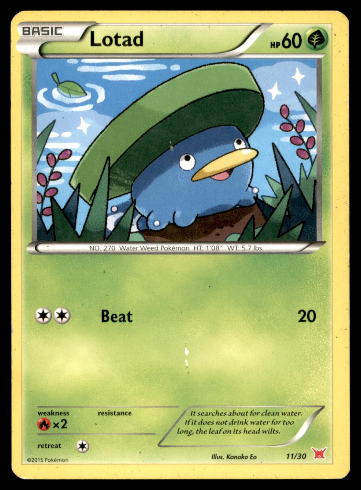 Lotad 11/30 XY Trainer Kit Latias Latios Pokemon Near Mint