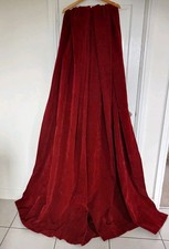 Pair Of Vintage Burgundy Nylon Velour Velvet Curtains 170cm Wide X 222cm Drop