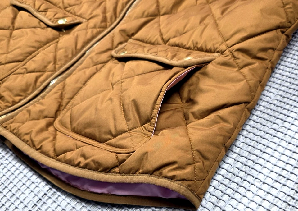 J. Chaleco acolchado acolchado Crew para mujer bolsillos a presión cremallera completa marrón caramelo rosa L Foto 4 de 4