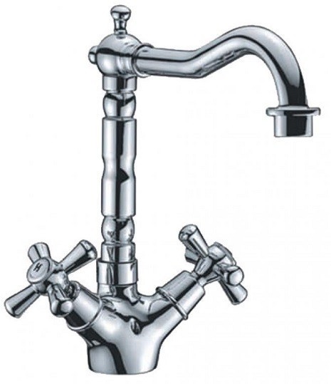 Miscelatore Lavabo Sofia Cromo Lucido | Design Canna Alta in Ottone