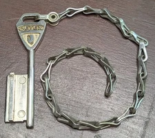 Vintage Detex Watchclock Watchman Clock Guard Key #2, With Original Chain