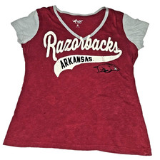 Women's G-III 4Her by Carl Banks ARKANSAS RAZORBACKS V-Neck Size XL hogs VTG