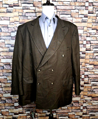 #ad Mazzoni Blazer Jacket Mens 54L Brown VL Double Breasted Peak $30.00
