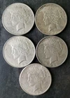 Lot of Five 1922 $1 Peace Silver Dollars