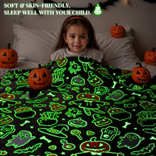 Halloween Blanket Cozy Soft Lightweight Fleece Fall Pumpkin Throw Blankets - Picture 6 of 7