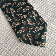 Vintage Christian Dior Monsieur 100% Silk Tie Green Cream Paisley Made In USA