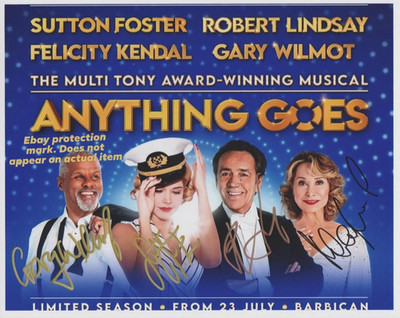 ANYTHING GOES Cast signiertes 8x10 Foto Sutton Foster, Felicity Kendal +2!! RAR