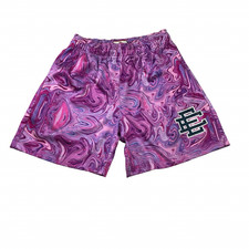Eric Emanuel Men's Mesh Athletic Shorts Purple Psychedelic Wave   USA   Small